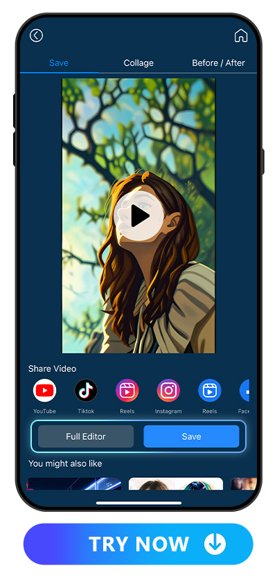 turn a girl photo to a Zelda character with PowerDirector's AI Anime Video feature and other video editing options